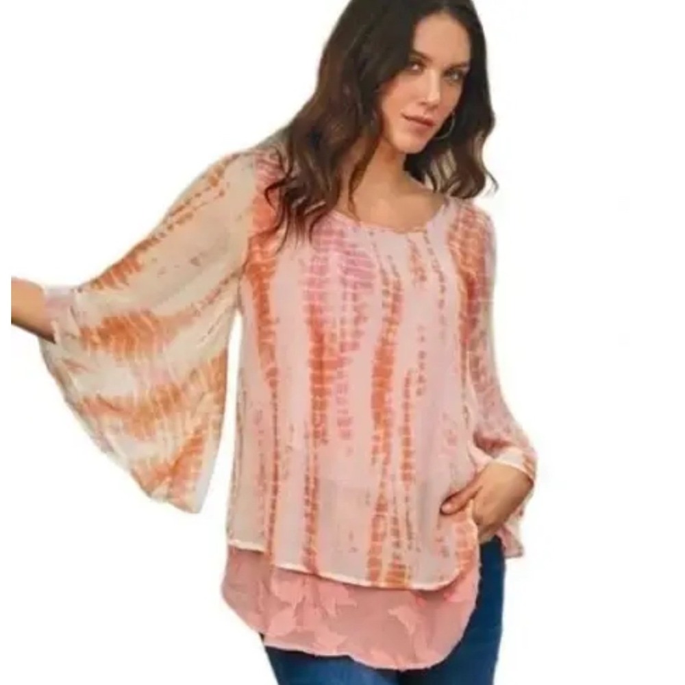 Soft Surroundings Tie Dye Layered Lisette‎ Blouse Size XL